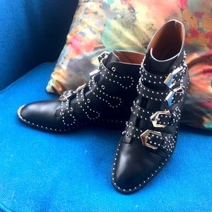 Givenchy Prue Black  Boots with Silver Accents